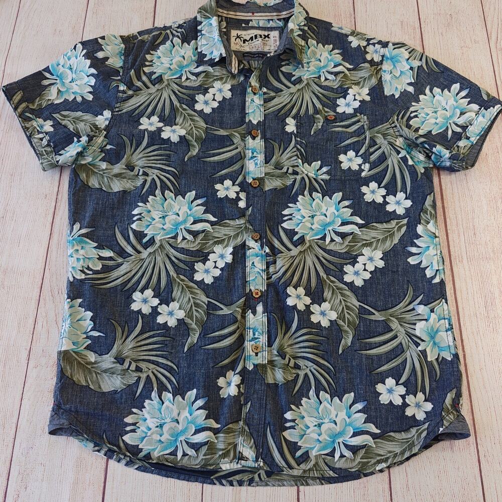 Kamehameha Men's Blue Floral Short-Sleeve Button-Down Shirt